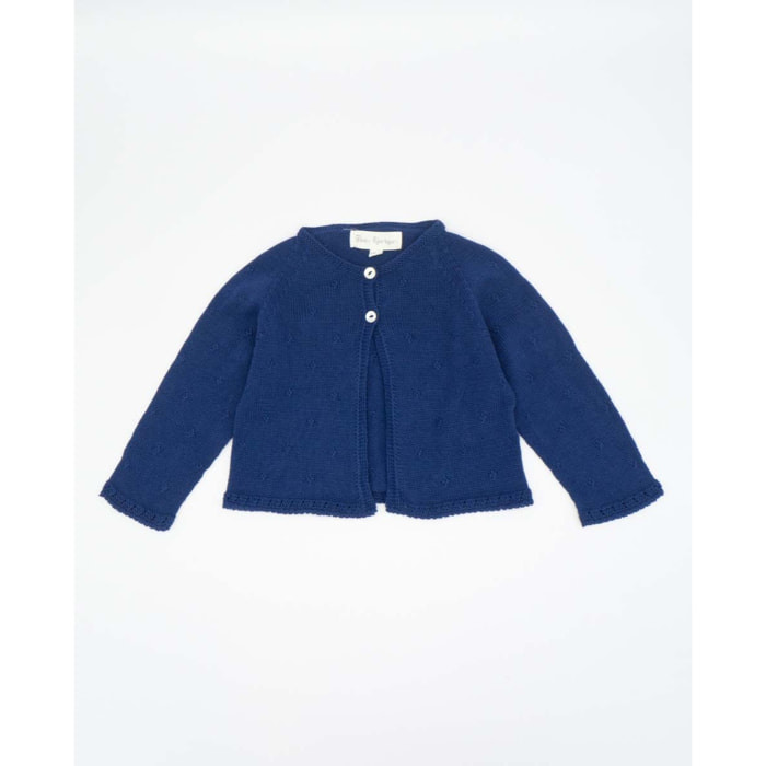 CHAQUETA PUNTO ALGODÓN ORGÁNICO AZUL MARINO