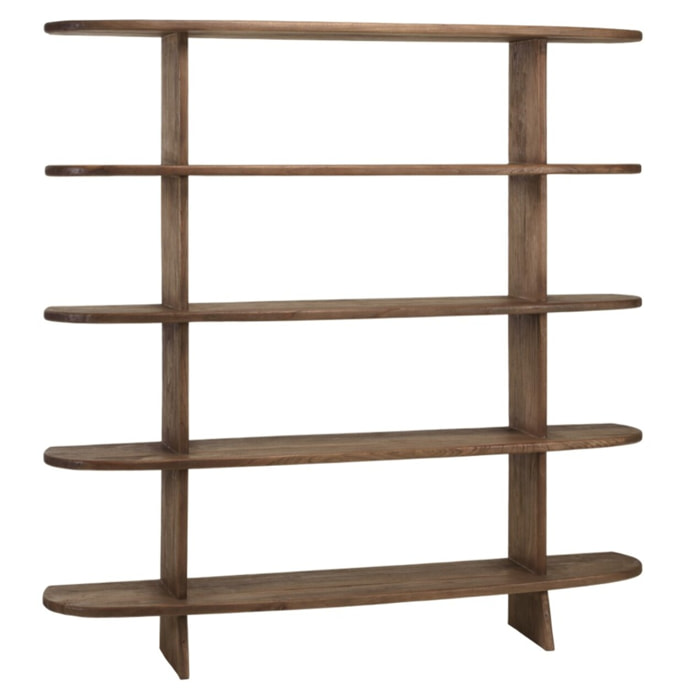 ROMY - Bibliothèque linéaire 5 étagères en bois de mindi