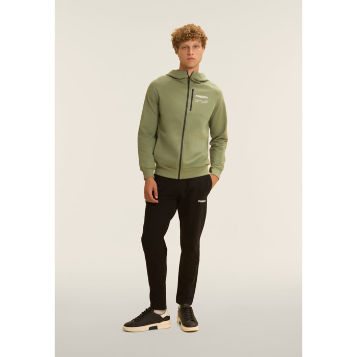 Tuta uomo in cotone Interlock con cappuccio e zip