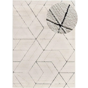 TURIN Alfombra geométrica con relieve en blanco y negro, varias medidas disponibles