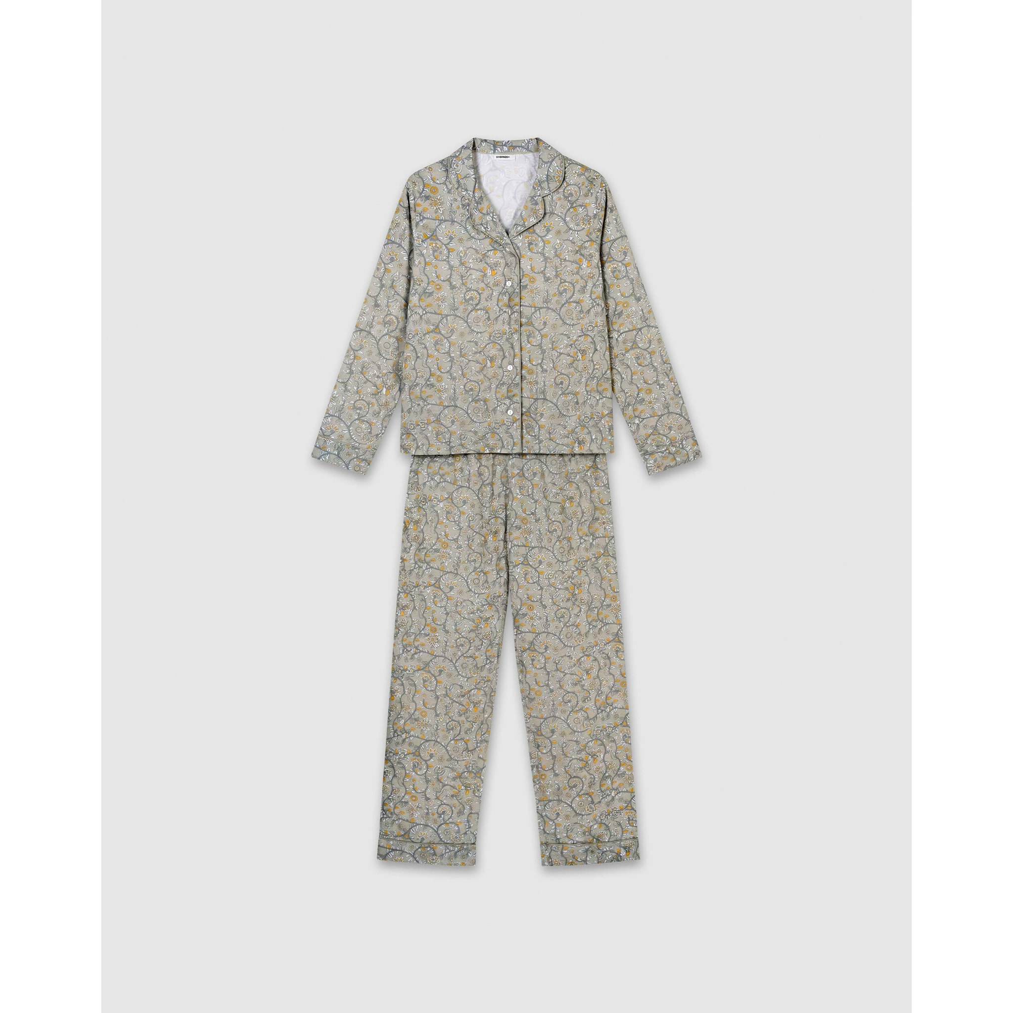 Pijama largo camisero algodón seren verde