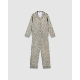 Pijama largo camisero algodón seren verde