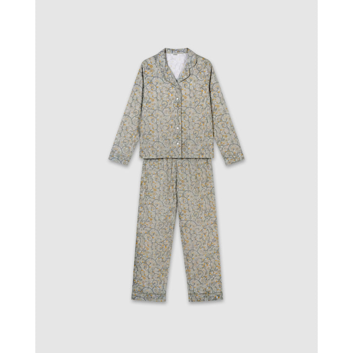 Pijama largo camisero algodón seren verde