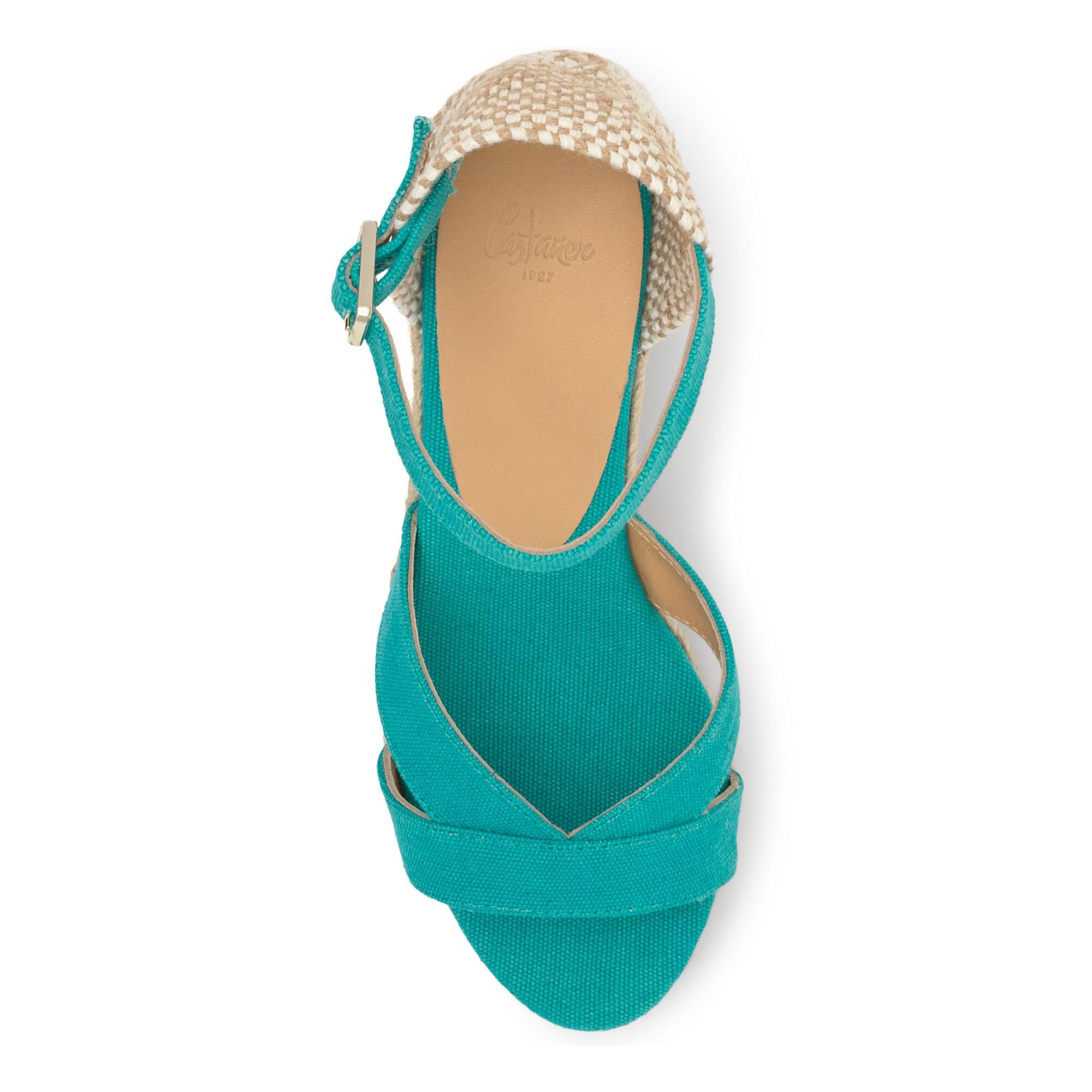 Sandalia de cuña Bruna en algodón orgánico lavado con cierre de pulsera