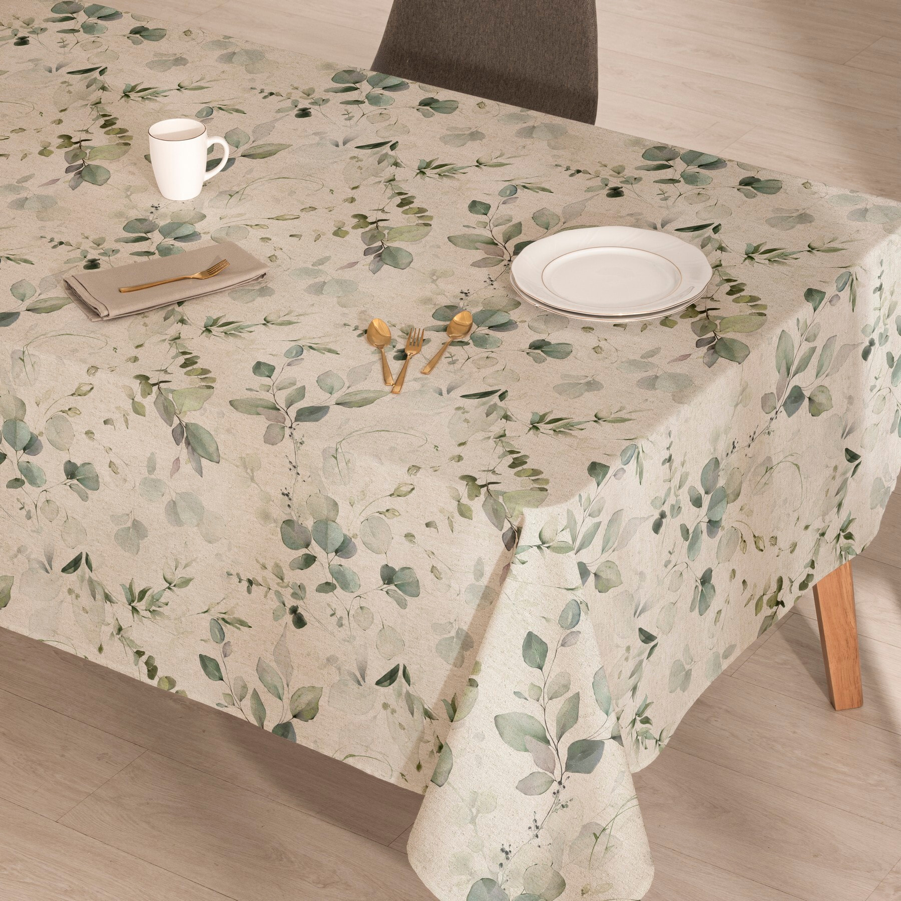 Mantel estampado antimanchas SURIA VERDE