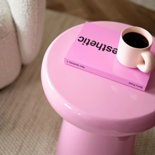 Table d'appoint ronde en métal rose D40 cm - Anouk