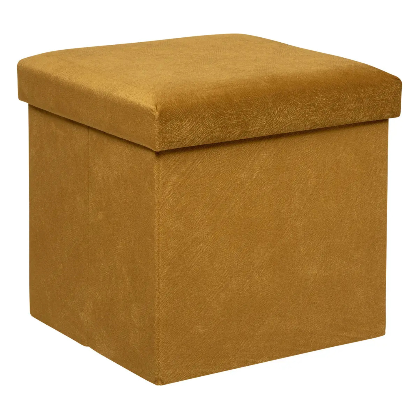 Pouf pliant "Lilou" en velours 38x38cm jaune ocre