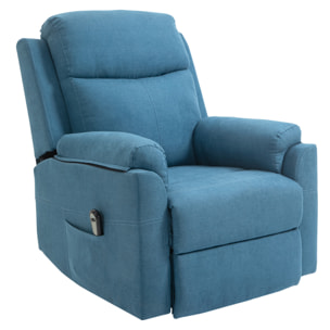 Fauteuil de relaxation électrique - fauteuil releveur inclinable avec repose-pied ajustable et télécommande - tissu aspect lin bleu