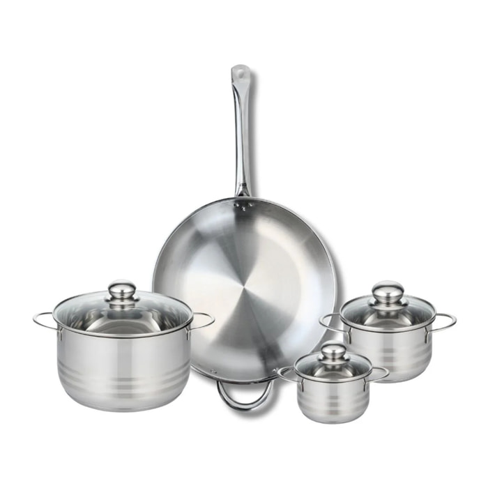 Ensemble de 1 Poêle de cuisson 32 cm et 3 faitouts 12, 14 et 20 cm Elo Profi Brillant