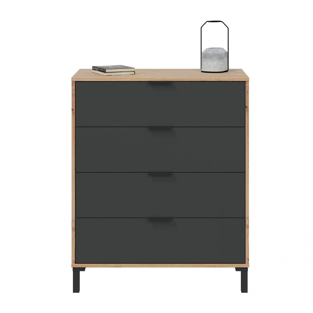 Cómoda Enzo Gris Antracita - Roble Nodi