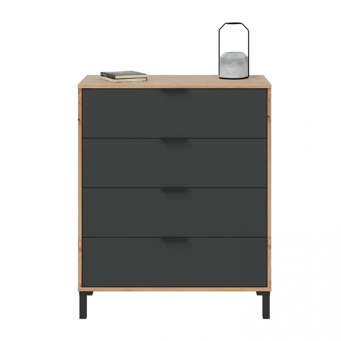 Cómoda Enzo Gris Antracita - Roble Nodi