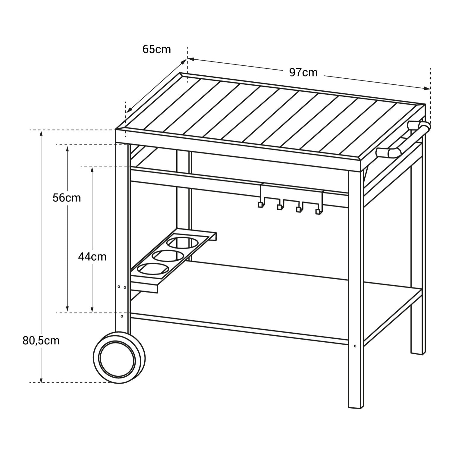 Desserte AVEIRO noire pour plancha