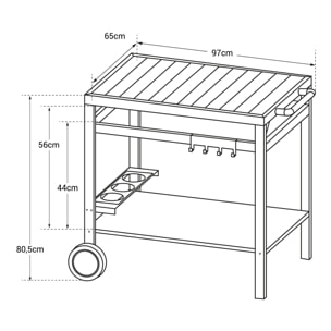 Desserte AVEIRO noire pour plancha