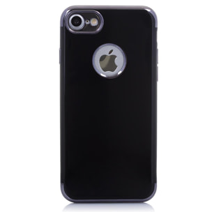 CARCASA EN NEGRO BRILLANTE CON BORDES METALIZADOS PARA IPHONE 7