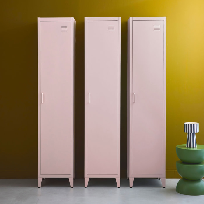 Armoire chambre en acier rose. 4 espaces de rangement. casier. L 180 x l 38 x H 38cm