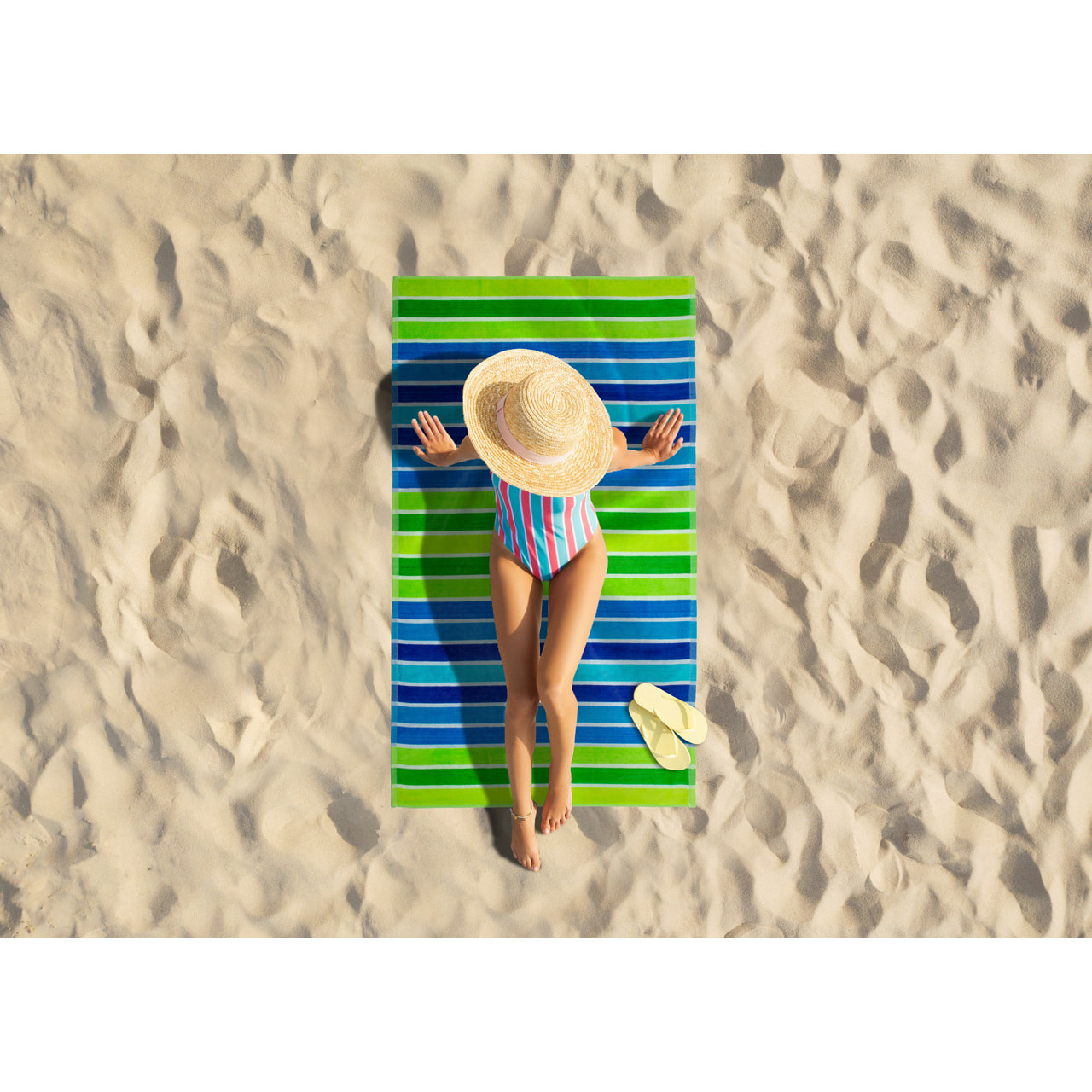 Telo Mare Spugna Jacquard Spiaggia Disegno Rayas