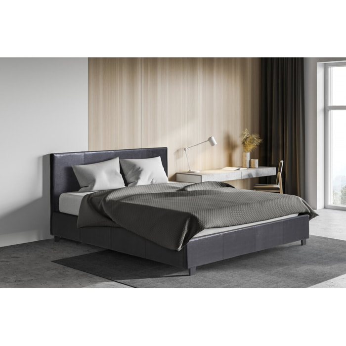 Lit double avec coffre "Carla" - 140 x 190 cm - Noir
