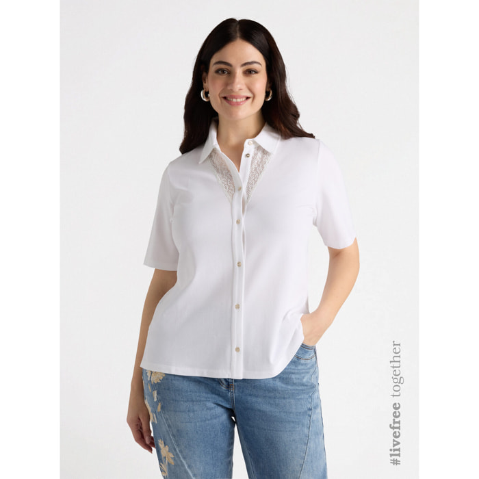 Fiorella Rubino - Camisa con aplicaciones bordadas - Blanco