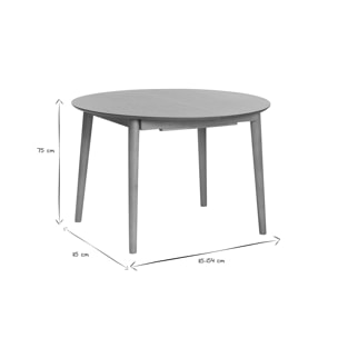 Table extensible rallonges intégrées ronde en bois clair chêne L115-154 cm EGO