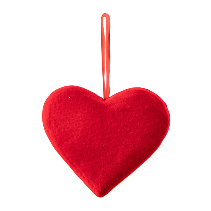 Cuore Floccato. Altezza 10 Cm - Pezzi 12 - 11,3X3X10cm - Colore: rosso - Bianchi Dino - Articoli Natalizi