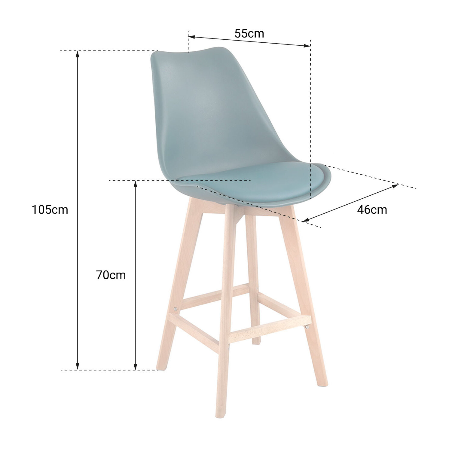 Lot de 2 tabourets scandinaves SVEN rouge avec coussin