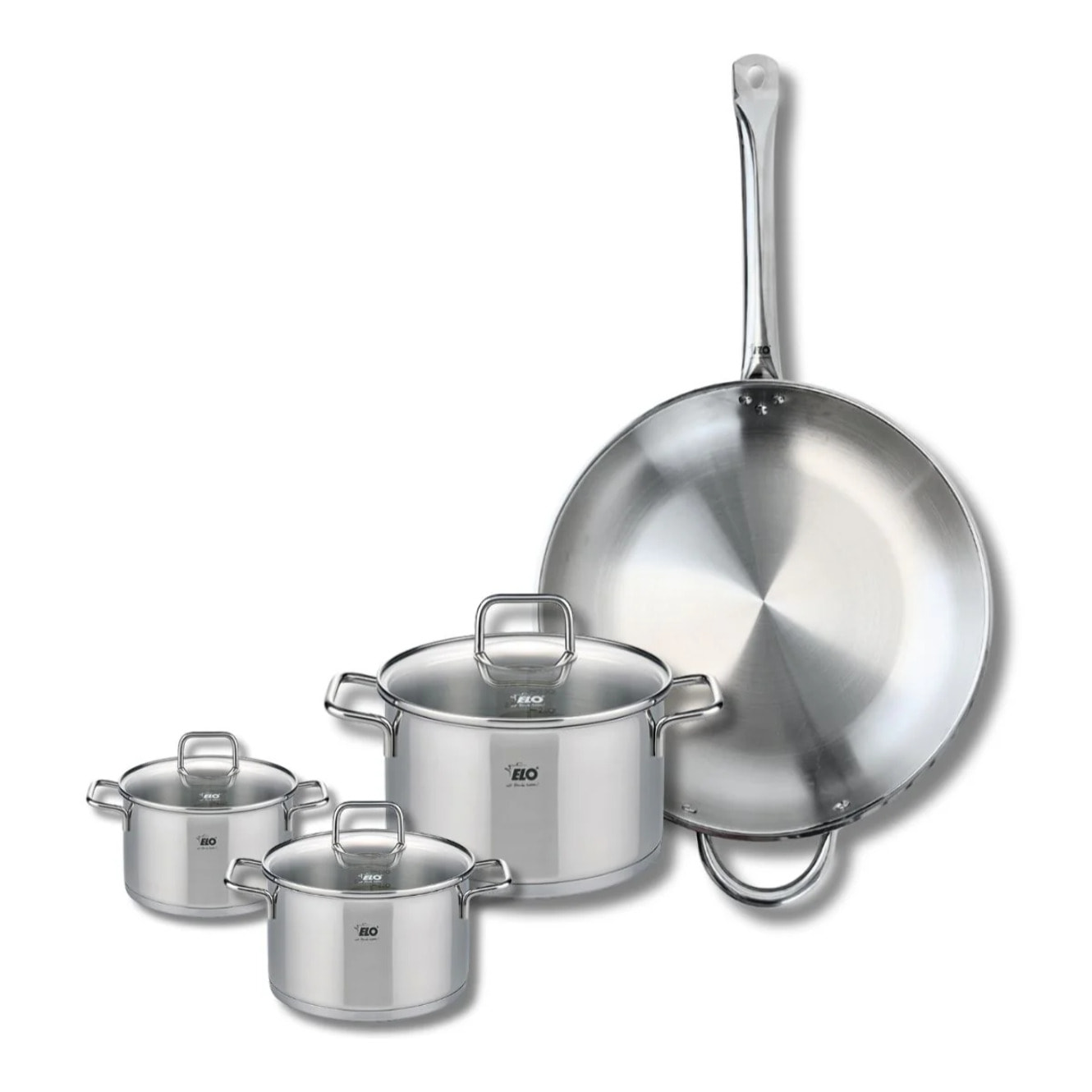 Set de 1 Poêle de cuisson 32 cm et 3 faitouts 12, 14 et 20 cm Elo Profi Citrin