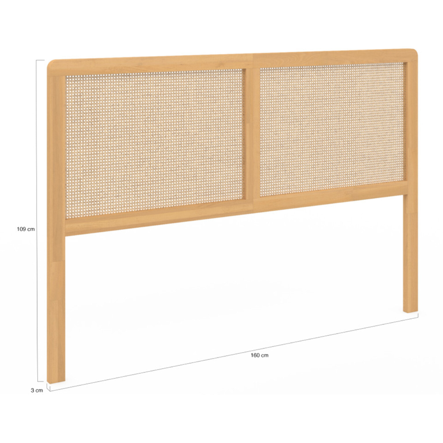 Tête de lit sur pieds Eve en cannage 160cm