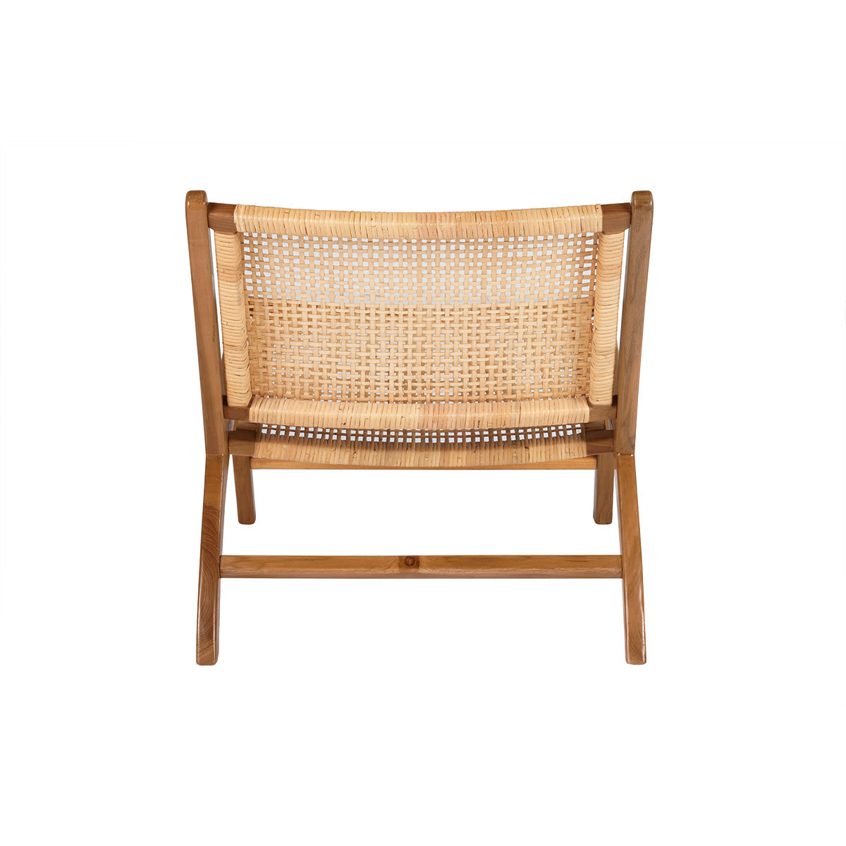 Fauteuil ethnique en bois teck massif et cannage en rotin naturel HAMMA