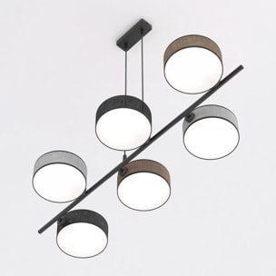 Lampada a sospensione DRUMZ 6 MIX1 in metallo e tessuto