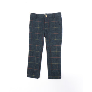 PANTALÓN LANA ESPIGA Y CUADROS MULTICOLOR AZUL