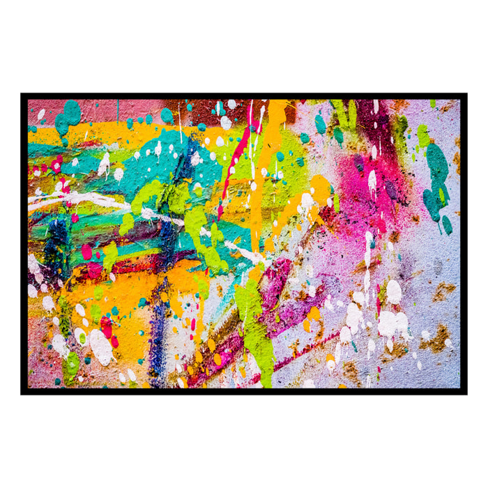 Affiche encadrée abstraite multicolore contemporaine Affiche + cadre en métal - Noir