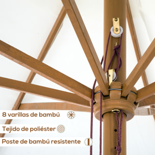 Sombrilla de Jardín Ø325x250 cm con Sistema de Polea Techo de Ventilación Beige