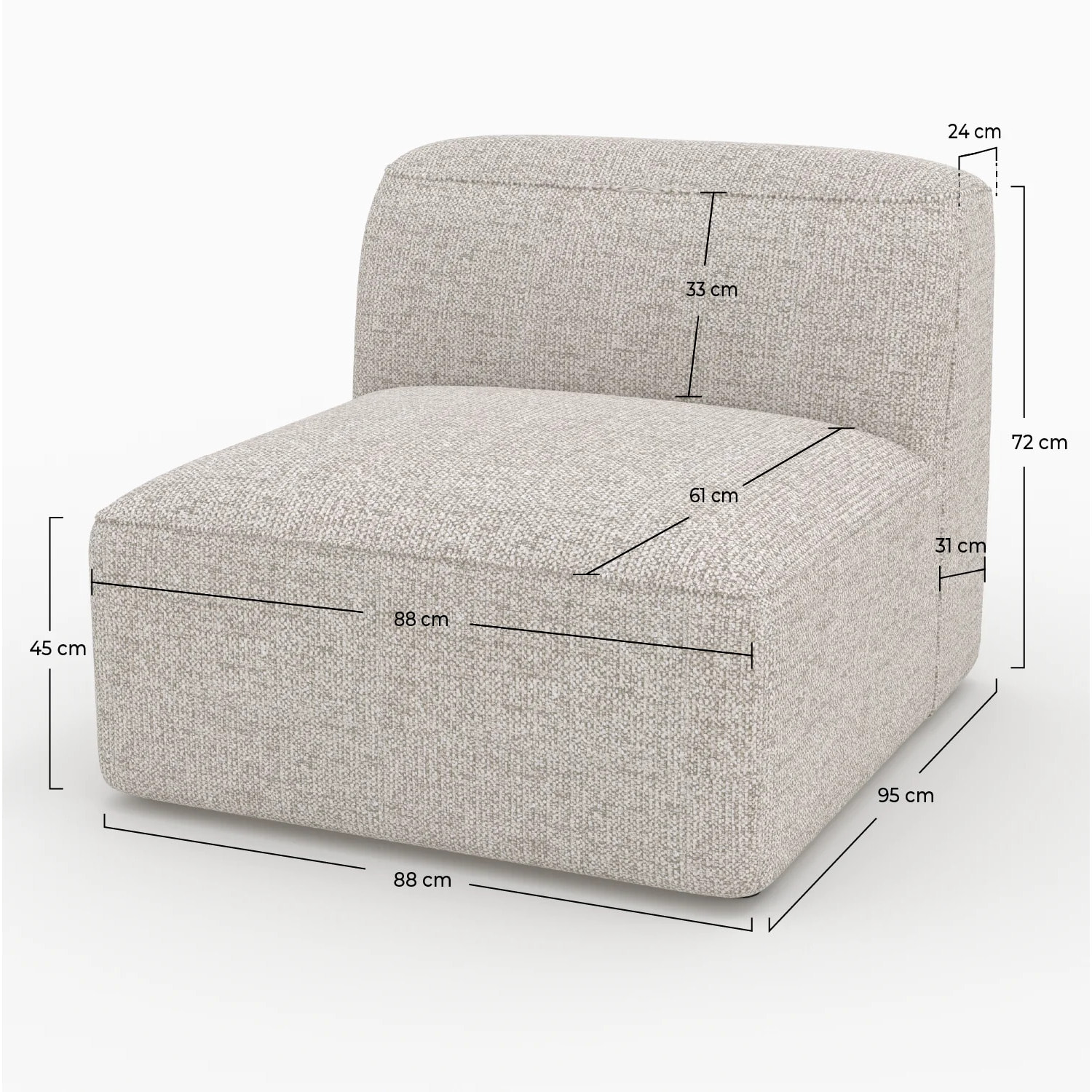 Chauffeuse pour canapé modulable en tissu beige - Hestia