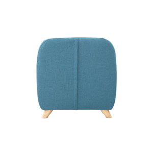 Fauteuil enfant scandinave en tissu bleu canard et bois clair NORKID