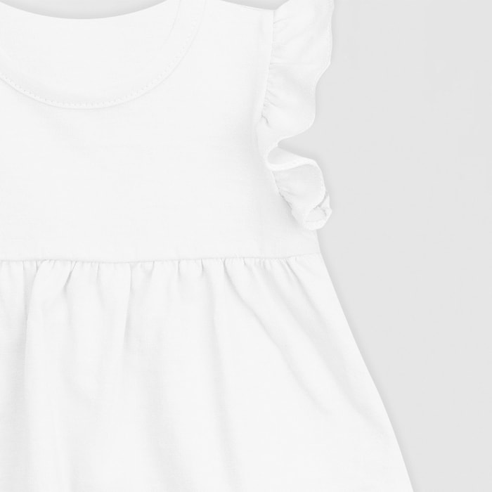 Camiseta Sin Mangas Con Volantes Blanco Talla 3 Meses