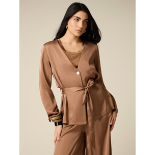 Oltre - Giacca destrutturata in raso di viscosa - Marrone