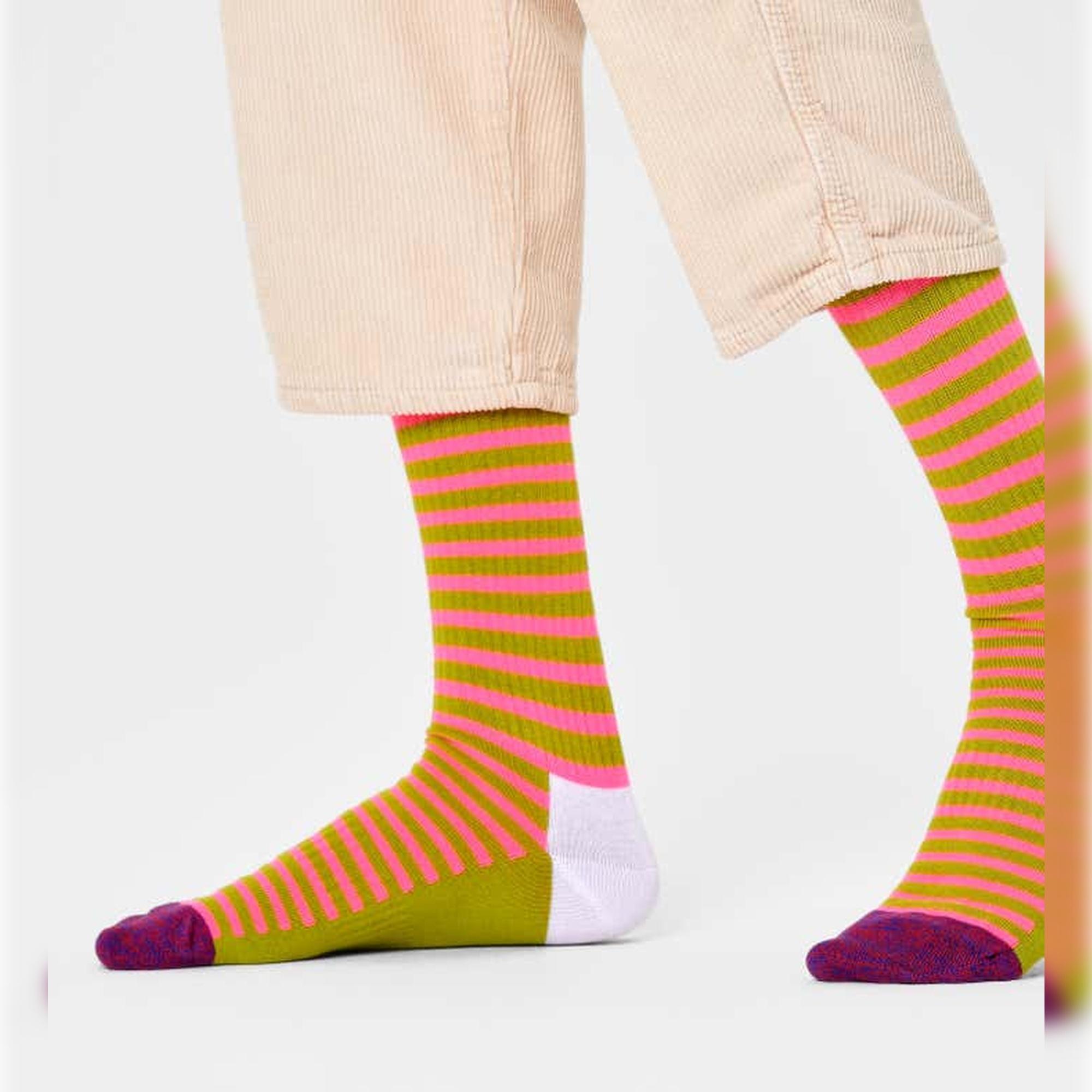 Calcetines neon stripe thin crew