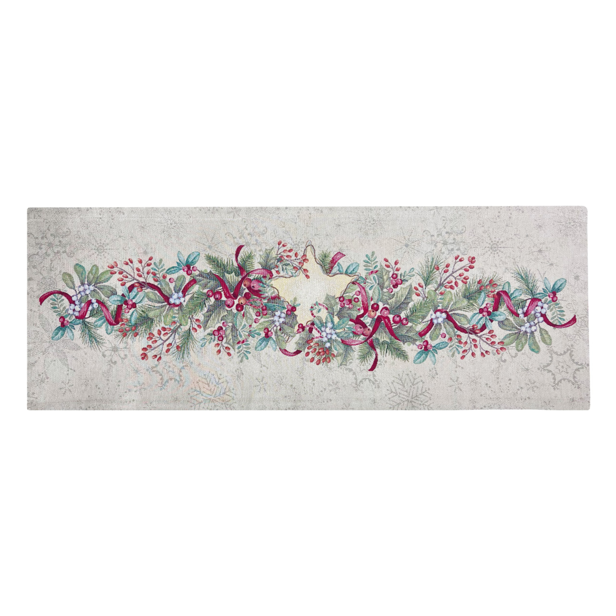 Runner Natalizio Tessuto Gobelin Disegno Silver Stella 45x140