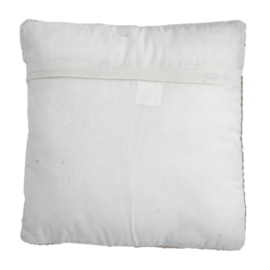 Coussin en coton brodé carré 40 x 40 cm motifs chevrons beige - WAVE
