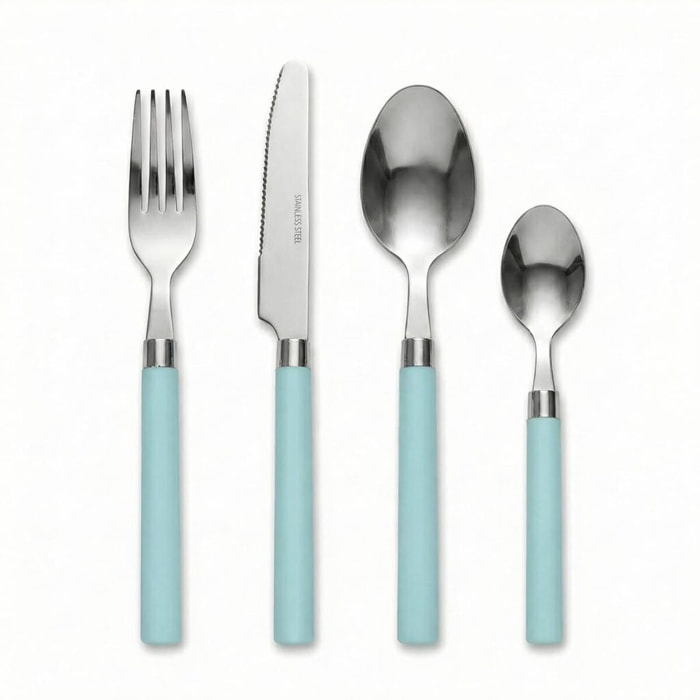 Set 24 Posate in Acciaio Inox 18/10, lavabile in lavastoviglie, design materico, Intrecci