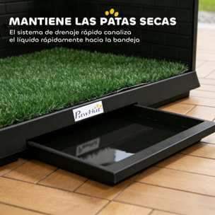 Inodoro para Perros con Césped Artificial, 75x51x36,5 cm, con Paredes Altas, Bandeja Deslizante y Fácil de Limpiar, Bandeja Sanitaria para Perros para Entrenamiento, Interior y exterior, Negro