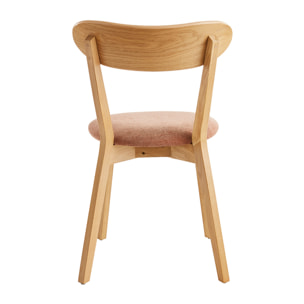 Chaises vintage en bois clair chêne et tissu effet velours terre brûlée (lot de 2) DOVE