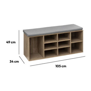 Meuble banc à chaussures x8 Effet chêne naturel