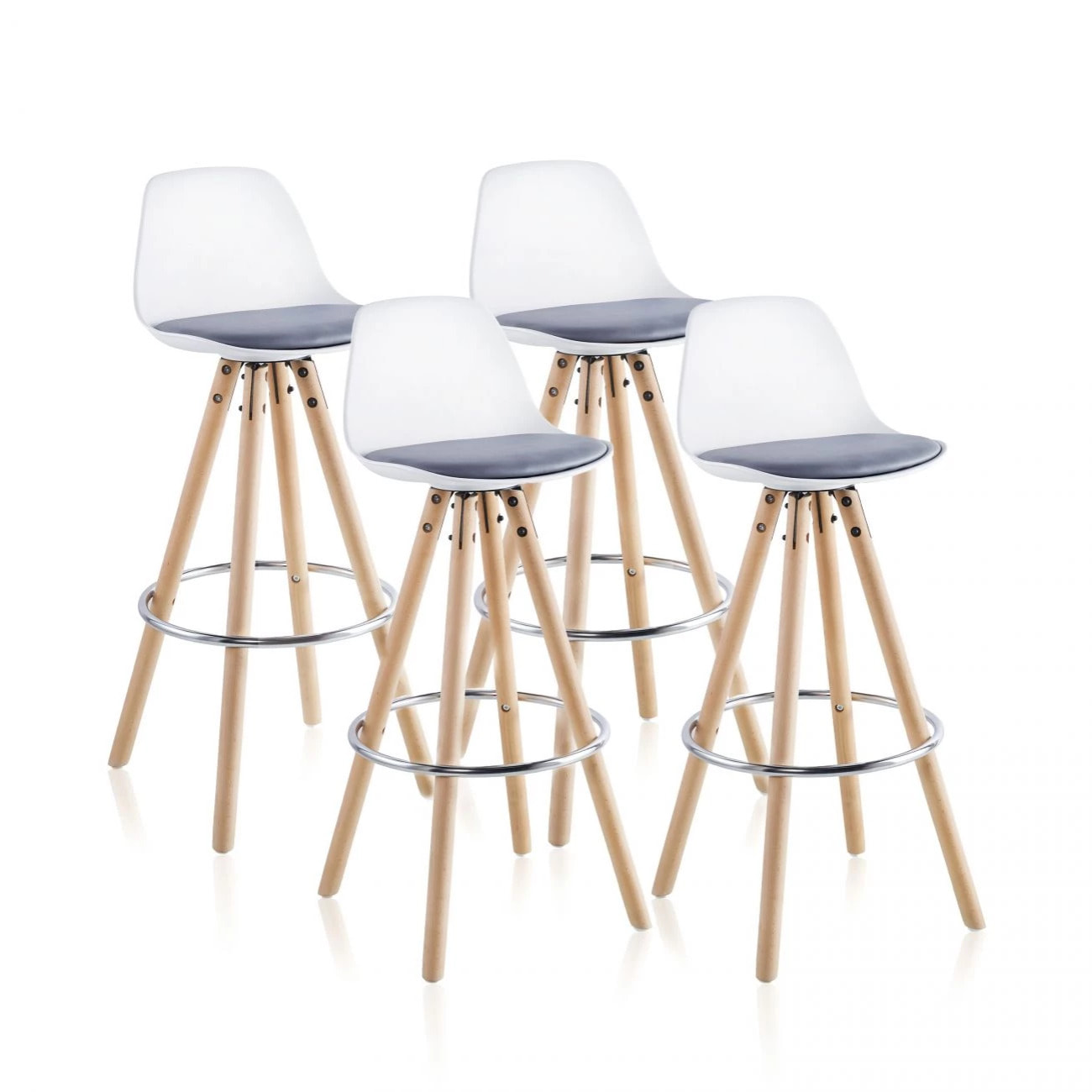 Pack 4 Taburetes Leif Blanco - Gris