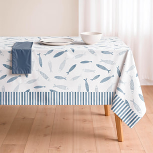 Nappe imprimée anti-tâches FAMARA BLEU