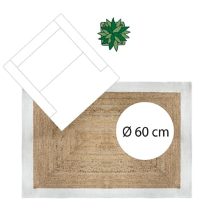 Alfombra con borde yute blanco