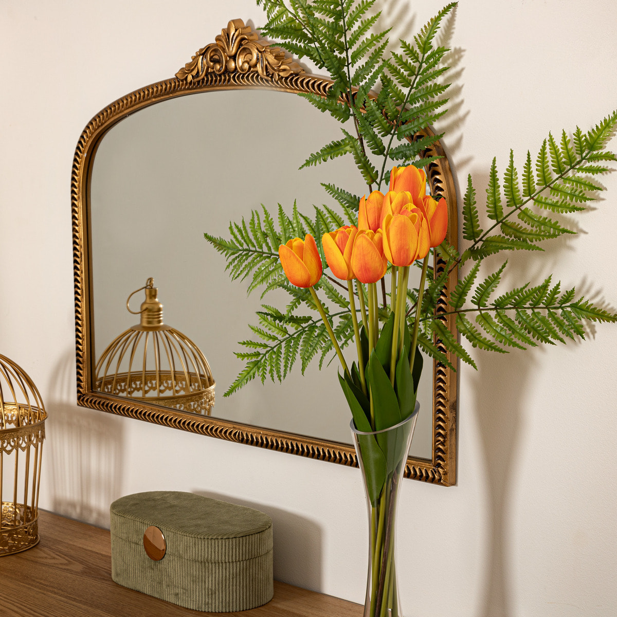 Bouquet 10 tulipes artificielles James orange H48cm