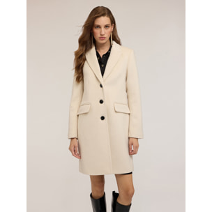 Motivi - Cappotto in misto lana ammagliato - Bianco