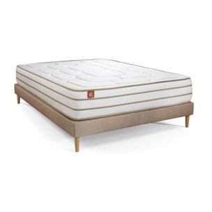 Ensemble Matelas Le Douillet - 26cm - Mémoire de forme - Matériaux éco-responsable - Sommier kit Beige