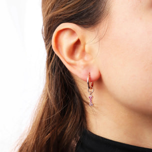 Orecchino a Cerchio con Ciondolo Lettera I in Pavé di Cubic Zirconia Bianche